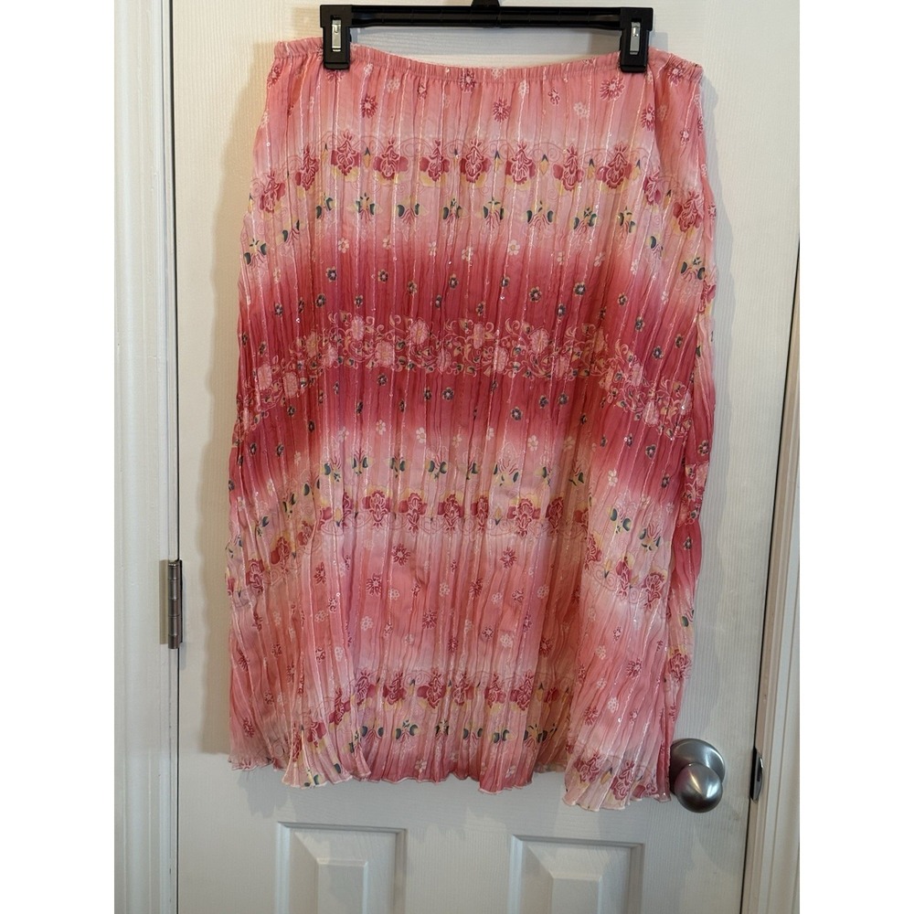 vintage rare editions Pink Boho Cottage Elastic Skirt Woman's Size 16 Modest